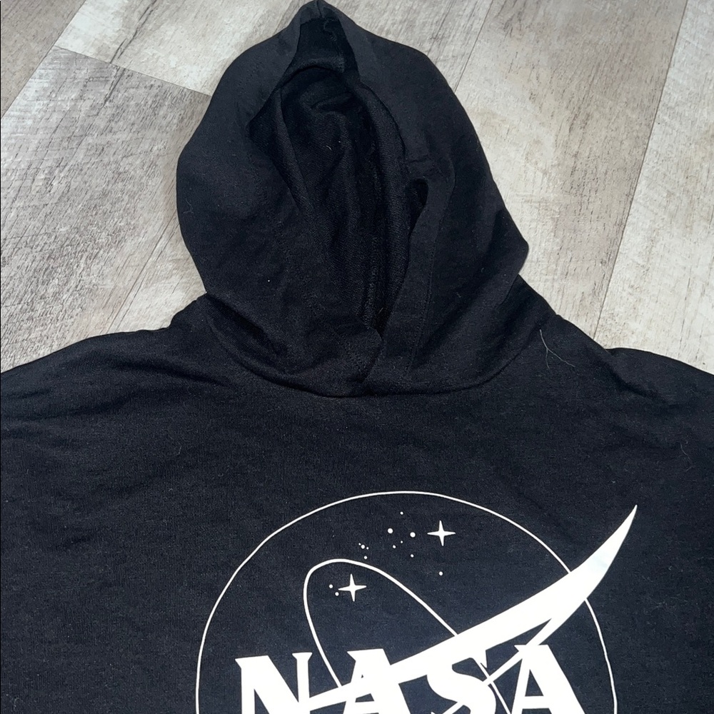 H&M Black Hoodie with White NASA Logonsize 20(Fits Like a Women's Medium) - Picture 4 of 5